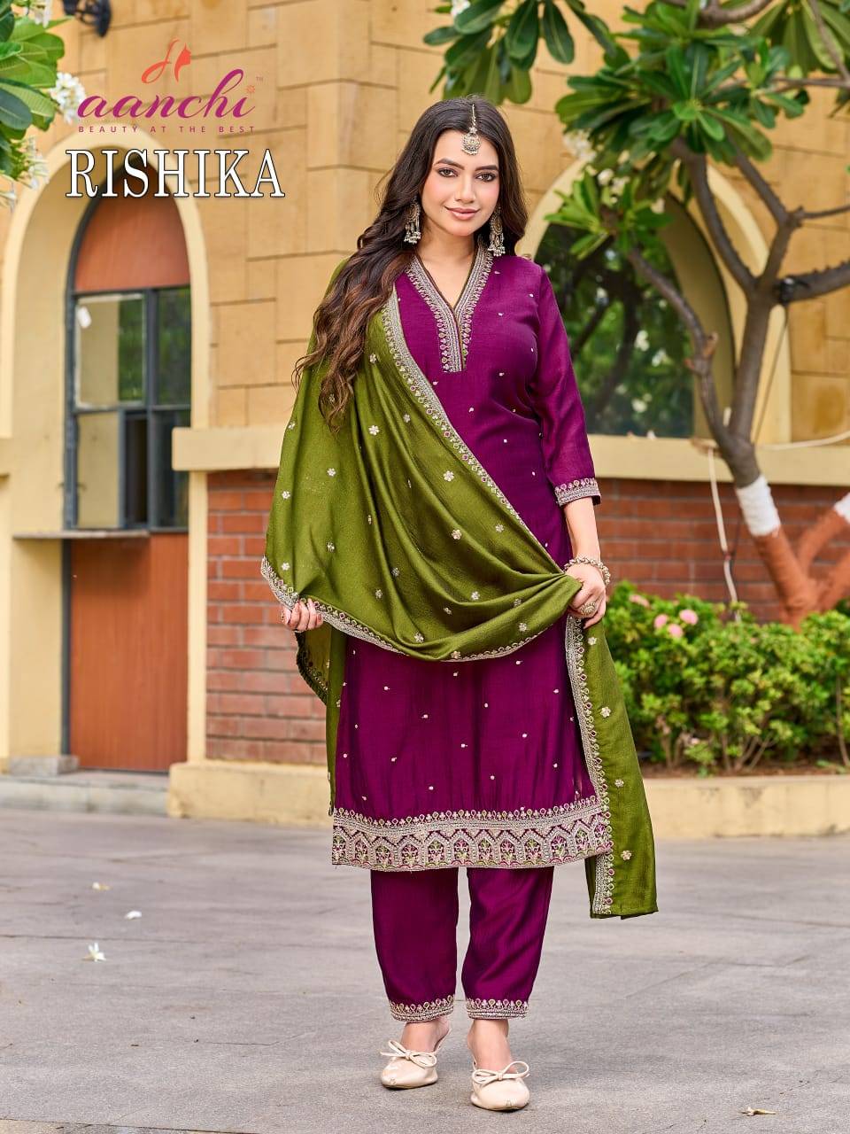 RISHIKA By AANCHI Designer Ethnic Wear Collection viscose Roman Silk Kurtis At Wholesale Price